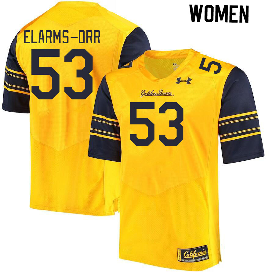 Women #53 Kaleb Elarms-Orr California Golden Bears College Football Jerseys Stitched Sale-Gold